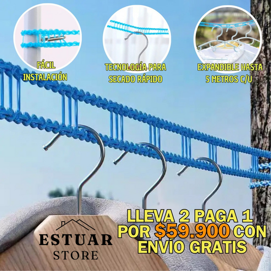 (Oferta 2x1 + Envío Gratis) Tendedero Expandible 5 metros